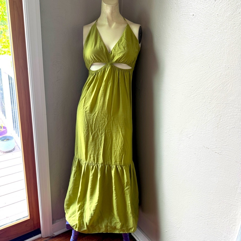 Abercrombie and Fitch lime green maxi spaghetti strap maxi dress nwot